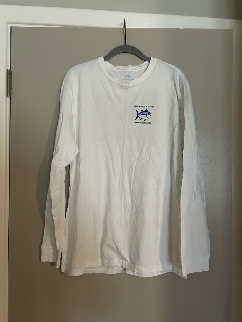 Southern Tide White Long Sleeve Tee with Logo